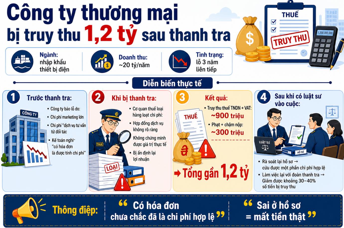 Công ty thương mại bị truy thu thuế 1,2 tỷ sau thanh tra: Bài học về chi phí hợp lệ